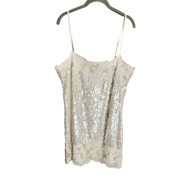 NEW BHLDN Audrey Adele Sequin Mini Shift Dress Beaded Sequin Bridal‎ Large - Picture 8 of 13